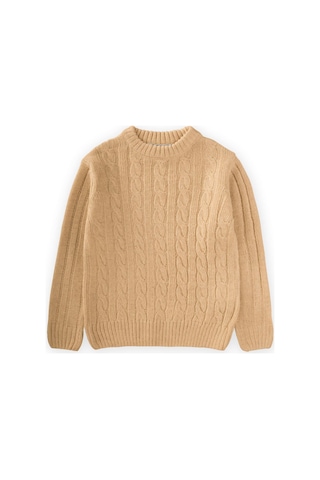 Cigit Saç Örgülü Kazak 1-8 Yaş Hardal Sarı Hardal Sarı