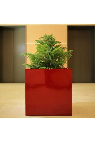 Mofiba Fiberglass Saksı Kare 35cm 35cm 35h Cm Kırmızı