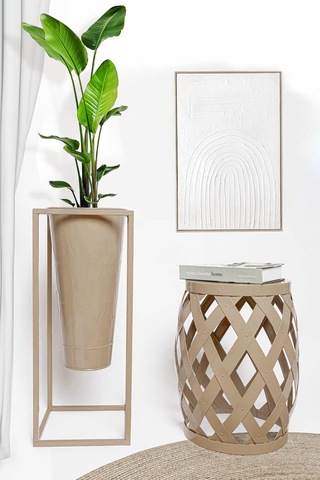 The Mia Prizma Vazo Saksı Karamel 70x30x30 Cm