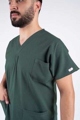 Likralı Avcı Yeşil Erkek Hemşire Ve Doktor Forması Takımı Scrubs Hastane Üniforması