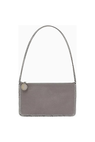 Stella Mccartney Falabella Shaggy Deer, Gri Vegan Deri Zincir Detaylı Lüks Pochette Omuz Çantası