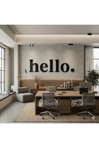 Znv Zenvia Mey İthalat 100x35 Cm Dev Boy "hello." Yazılı Kırılmaz Pleksi Ayna - Premium Ofis Ve Villa Antre Dekor Renkli