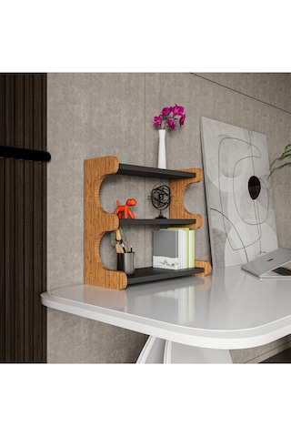 Alpa Ev Mobilya 3 Katlı Tezgah Üstü Mutfak Rafı, Baharatlık Ve Modern Düzenleyici Tasarım Atlantik Çam-antrasit