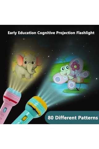 Novahub Çocuk Projeksiyon El Feneri, 80 Desen Kartlı, 11,5x4,3cm, Mor, Çocuklar İçin Yatma Zamanı Işığı Mor