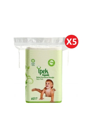 Ipek Organik Bebek Temizleme Pamuğu 60'Lı X 5'Li Paket