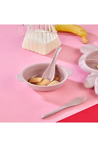 Lüx 4 Parça Mama Tabağı Ve Çatal Kaşık Kase Seti 3 Bölmeli