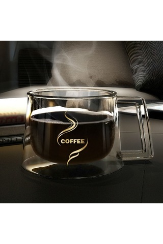 Sones Çift Duvarlı Kupa Ofis Kupaları Isı Yalıtımı Çift Kahve Kupası Kahve Cam Bardak, Stil:etiket Yok