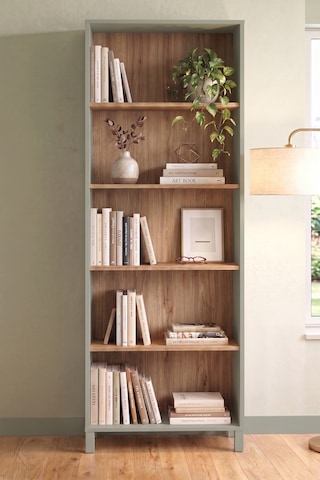 Robin Home Prime 5 Raflı Neon Led Işıklı Kitaplık Ahşap Ayaklı Sepet-ıhlamur Yeşili 183cm Yeşil