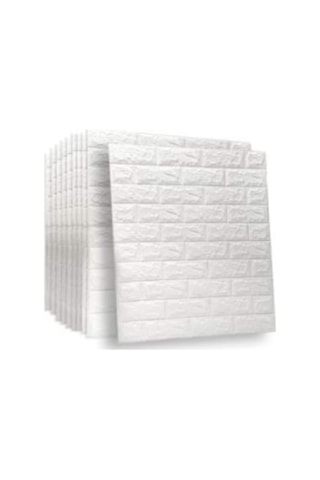 Beyaz Arkası Yapışkanlı 70X77Cm 10 Adet Taş Duvar Kağıdı Paneli