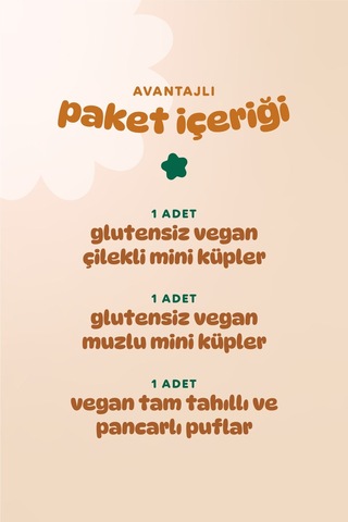 Hummorganic Organik Vegan Puf & Meyveli Mini Küpler Atıştırmalık Paketi - 3 Adet (3 çeşit)