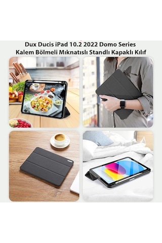 Dux Ducis Apple iPad Uyumlu, 10.9 2022 Kılıf Domo Series Kalem Bölmeli Mıknatıslı Standlı Kapaklı Kılıf- 5775