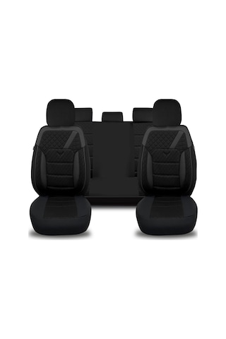 Minderland K1 - Volkswagen Caddy İle Uyumlu Koltuk Kılıfı, Tam Takım/siyah