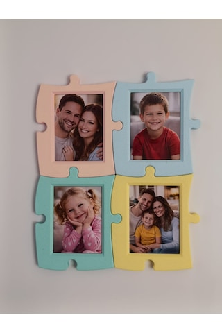 Magnet Fotoğraf Çerçevesi 4 Lü Set Puzzle Tasarım Buzdolabı & Masaüstü