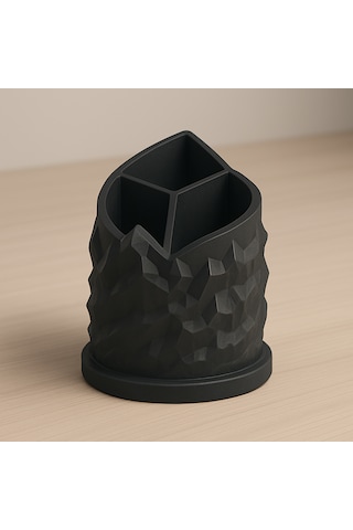 Spiral Dağ Temalı 3 Bölmeli Kalemlik Kalem Kutusu 3d Baskı Tasarım Dayanıklı Pla Hammadde Çap: 11 Cm Yükseklik: 13 Cm Siyah