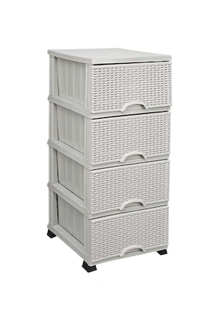 Actıveshop 4 Çekmeceli Taş Rengi Plastik Komidin Sebzelik Taşrengi Komodin