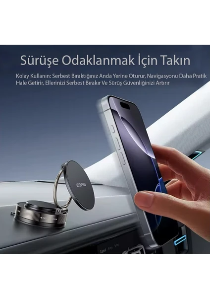 360 Dönen Magsafe Destekli Telefon Tutucu Vakumlu Katlanabilir Tüm Cihazlarla Uyumlu Diğer