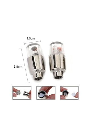 Araç Ve Bisiklet İçin 2 Li Mavi Led Hava Valfi Işık Kapakları Gec Çok Renkli