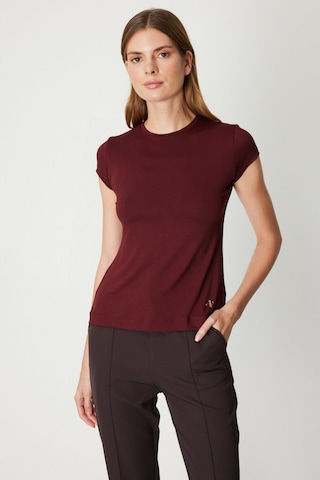 On Kadın Sıfır Yaka Ay Kol Basic Bluz 61302 Bordo Bordo