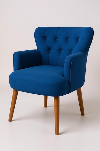 Roma Berjer - Modern Tekli Koltuk - Babyface Kumaş - Saks Mavi