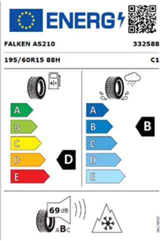Falken 195/60 R15 TL 88H Euroall Season As210 Dört Mevsim Lastiği 2026