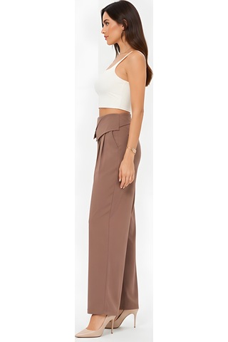 Lili Woman Kadın Drapeli Yüksek Bel Wide Leg Pantolon Kahve 51296
