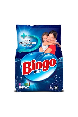 Bingo Toz Çamaşır Deterjanı Renkliler ve Beyazlar 26 Yıkama 4 KG