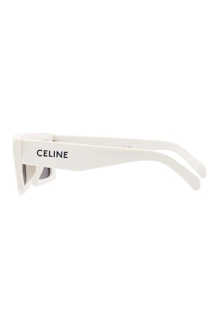 Celine Cl40214u 25a Unisex Güneş Gözlüğü - Kare Form Beyaz Kemik Çerçeveli Füme Camlı Çok Renkli