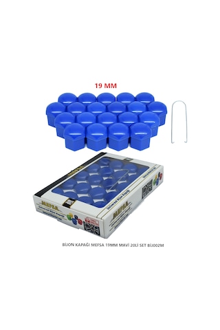 Bijon Kapağı Düz 19 Mm Mavi 20 Li Set