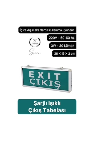 Işıklı Düz Çift Yönlü Acil Çıkış Exit Tabelası Şarjlı Yönlendirme Parlayan Armatür Uyarı Levhası