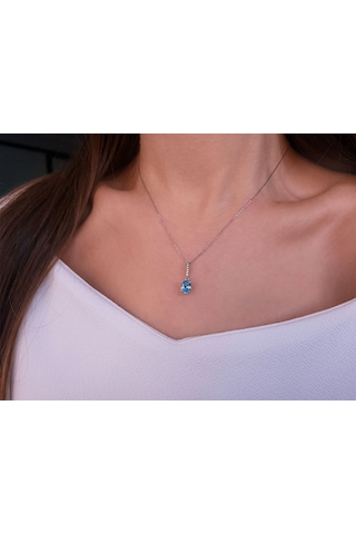 Sirius Pırlanta ve Oval Mavi Topaz Taşlı Kolye 0817P0013