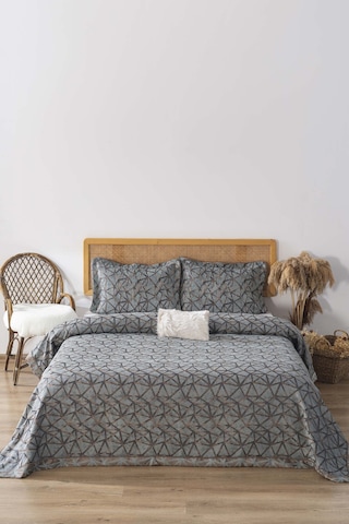 Eliz Yeşil Çift Kişilik Yatak Örtüsü Takımı 4 Parça Uyku & Çeyiz Seti Gri