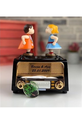 Kişiye Özel Nostaljik Radyo Görünümlü Müzik Kutusu Ve Kolye Seti