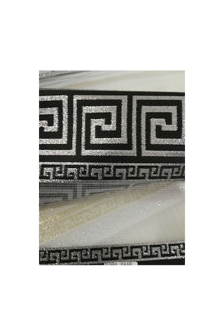 Siyah Renk Versace Desenli Gümüş Sim Detaylı Boncuklu Zebra Stor Perde Siyah - 97810384 Siyah