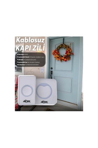 Özel Üretim Hediyelik Dekoratif İç Mekan Beyaz Kablosuz Su Geçirmez Kapı Zili
