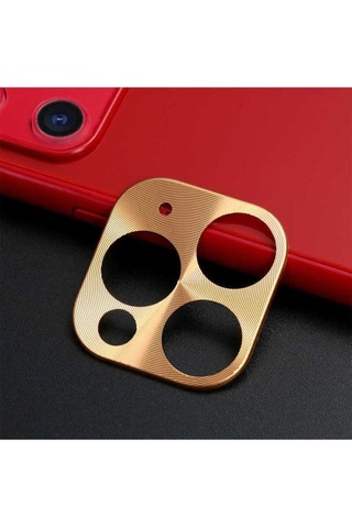 Apple Uyumlu iPhone 11 Pro Zore Metal Kamera Koruyucu Gold