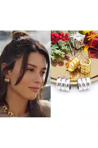 Üçlü Görünümlü Halka Küpe Silver