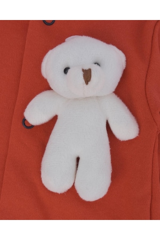 Bebelop Kız Bebek Bear Yazı Baskılı Şapkalı Ayı Oyuncaklı Kız Tulum 2'li 001