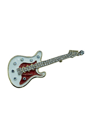 Işıltılı Elektro Gitar Figürlü Tasarım Broş Müzik Tutkusu Yaka İğnesi Çok Renkli
