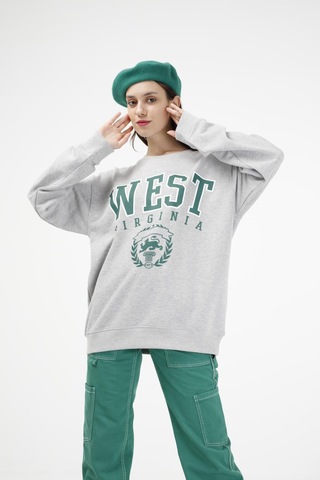 Brz Collection Unisex Oversize West Virginia Sweatshirt Gri