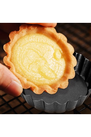 Xurunkeji 6'lı Tart Kalıbı Seti, Küçük Yapışmaz 4 İnçlik Kiş Kalıbı, Çıkarılabilir Tabanlı Karbon Çelik Kiş Kalıbı, Pişirme Ve Fırınlama İçin Siyah