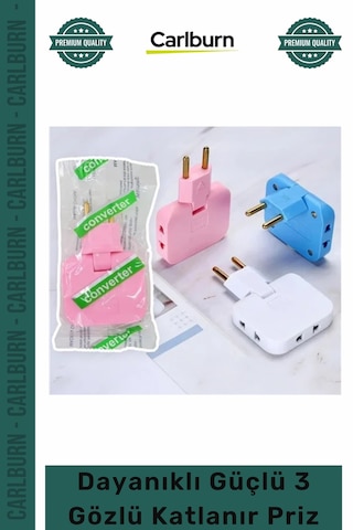3lüpriz Şık Modern Tasarım Çoklu Elektrik Ünitesi Dayanıklı Pratik Güçlü 3 Gözlü Katlanır Priz