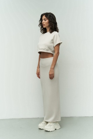 Mai Collection Mai Studios Co. Paloma Bej Crop Etek Takım Bej