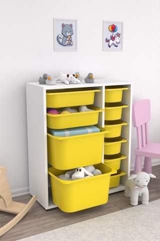 Zen Çok Amaçlı Oyuncak Dolabı 10 Sepetli - Sarı 2d2k6u Sarı