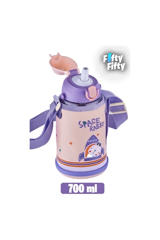 Uzspace 700 Ml Kılıflı 2 Ayrı Kapaklı Pipetli/pipetsiz Tritan Çocuk Su Matarası