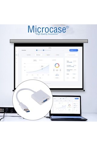 Microcase Usb 3.0 To Vga Adaptör - 20 Cm Beyaz - Al2619