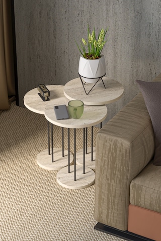 Zigon Sehpa Terra 3 Lü Set Traverten