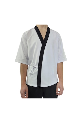 Formteks Sushi Şef Kimono Ceketi Beyaz Siyah Kırmızı