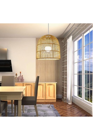 Suntek Rattan Abajur Avize Işık Fikstürü Kapak Art 25cmx26cm Bej