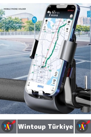 360 Derece Döner Yan Alt Sabitleyici Dikey Yan Kullanım Scooter Motor Bisiklet Gidon Telefon Tutucu