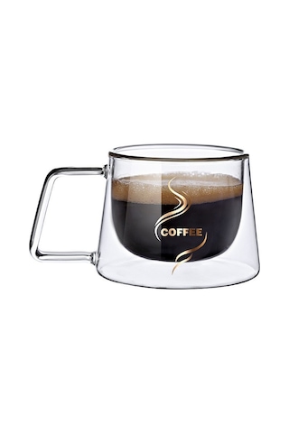 Çift Camlı Katmanlı Çift Cidarlı Coffee Kupa Fincan 200 ML